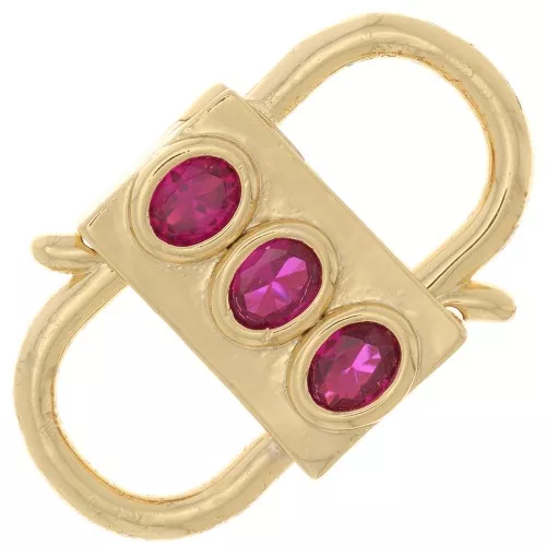 Chiusura design con doppia apertura 23x14mm con Ossido di zirconio - Oro - Fucsia