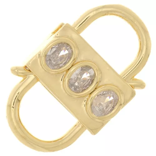 Chiusura design con doppia apertura 23x14mm con Ossido di zirconio - Oro - Cristallo