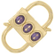 Chiusura design con doppia apertura 23x14mm con  Ossido di zirconio - Oro - Viola|raw }}
