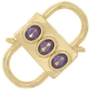 Chiusura design con doppia apertura 23x14mm con  Ossido di zirconio - Oro - Viola
