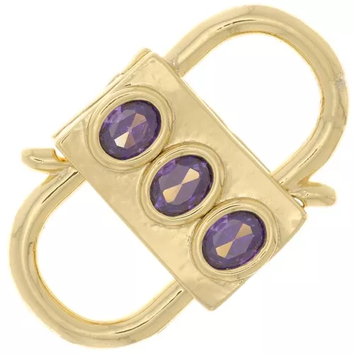 Chiusura design con doppia apertura 23x14mm con Ossido di zirconio - Oro - Viola