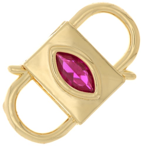 Chiusura a clip con doppia apertura 24x14 mm con Ossido di zirconio - Oro - Fucsia