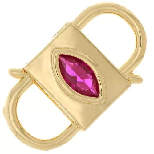 Chiusura a clip con doppia apertura 24x14 mm con Ossido di zirconio - Oro - Fucsia