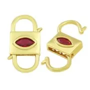 Chiusura a clip con doppia apertura 24x14 mm con Ossido di zirconio - Oro - Fucsia