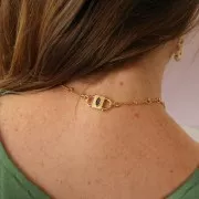 Chiusura a clip con doppia apertura 24x14 mm con Ossido di zirconio - Oro - Fucsia