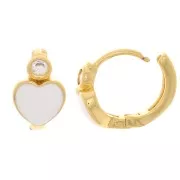 Orecchini a forma di cuore con resina epossidica e Ossido di zirconio 13 mm - Oro - Bianco x2