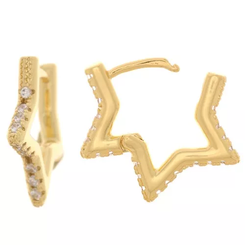 Monachelle a forma di stella con Ossido di zirconio 19x21 mm - Oro - Cristallo x2
