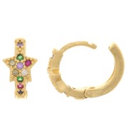 Orecchini monachelle stella con Ossido di zirconio 14 mm - Oro - Multicolore x2|raw }}