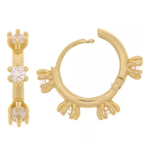 Orecchini monachelle con Ossido di zirconio 18mm - Oro - Cristallo x2