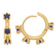 Orecchini monachelle con Ossido di zirconio 18 mm - Oro - Blu scuro x2|raw }}