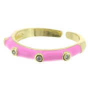 Fine anello regolabile resina epossidica e Ossido di zirconio - Oro - Rosa x1