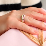 Fine anello regolabile resina epossidica e Ossido di zirconio - Oro - Rosa x1