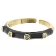 Fine anello regolabile resina epossidica e Ossido di zirconio Oro - Nero x1