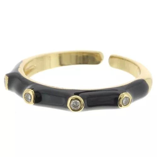 Fine anello regolabile resina epossidica e Ossido di zirconio Oro - Nero x1