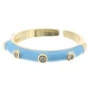 Anello regolabile con resina epossidica e Ossido di zirconio - Oro - Azzurro x1
