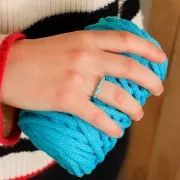 Anello regolabile con resina epossidica e Ossido di zirconio - Oro - Azzurro x1