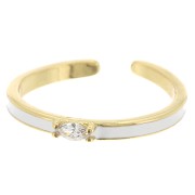 Anello fine regolabile resina epossidica e Ossido di zirconio - Oro - Bianco x1|raw }}