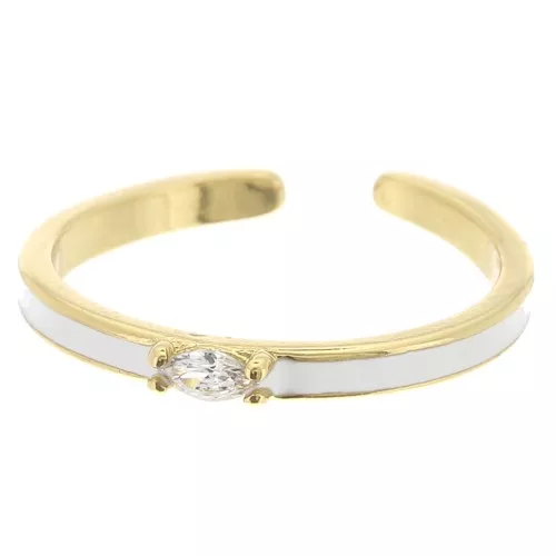 Anello fine regolabile resina epossidica e Ossido di zirconio - Oro - Bianco x1