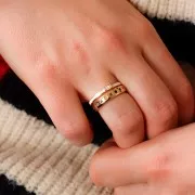 Anello fine regolabile resina epossidica e Ossido di zirconio - Oro - Bianco x1