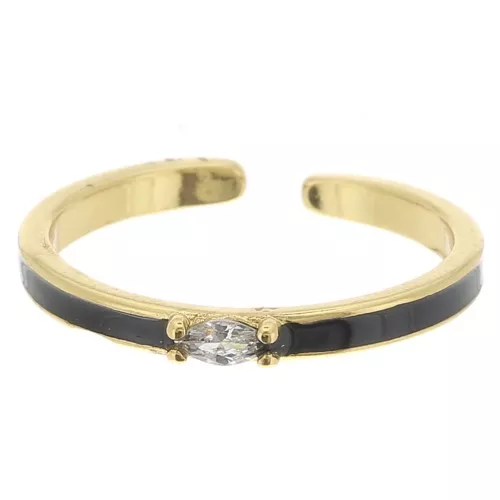 Anello fine regolabile con resina epossidica e Ossido di zirconio - Oro - Nero x1