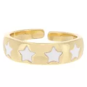 Anello regolabile con stelle in resina epossidica - Oro - Bianco x1