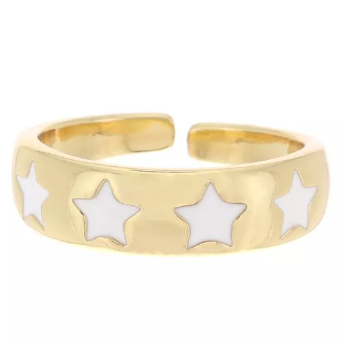 Anello regolabile con stelle in resina epossidica - Oro - Bianco x1