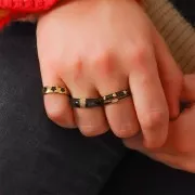 Anello regolabile con stelle in resina epossidica - Oro - Nero x1