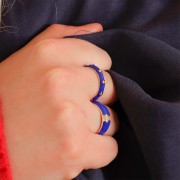 Anello largo regolabile resina epossidica e Ossido di zirconio- Oro - Blu reale x1