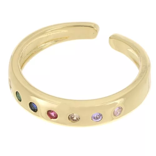 Anello fine regolabile con Ossido di zirconio -Dorato - Multicolore x1