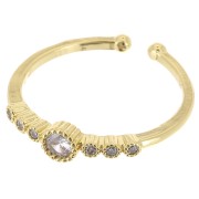 Anello regolabile fine con Ossido di zirconio - Dorato - cristallo x1|raw }}
