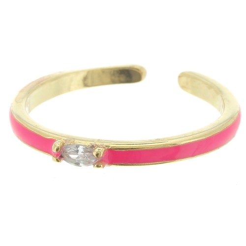 Anello regolabile resina epossidica e Ossido di zirconio Oro -Rosa fluorescente x1