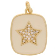 Pendente rettangolare stella con  Ossido di zirconio e resina epossidica 19x15 mm - Oro - Nudo