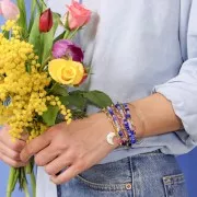 Pendente luna - stella con  Ossido di zirconio e resina 21x14mm - Oro - Blu scuro