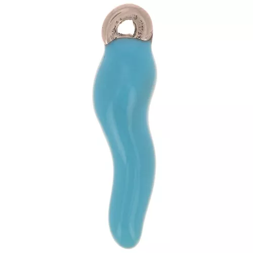 Ciondolo peperoncino in resina eposs. 17.5x4.5 mm - acciaio inox304- azzurro x1