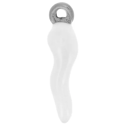 Ciondolo peperoncino in resina eposs. 17.5x4.5 mm - acciaio inox304- Bianco x1