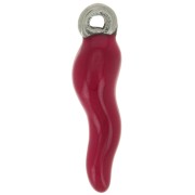 Ciondolo peperoncino in resina eposs. 17.5x4.5 mm - acciaio inox30- rosso scuro x1|raw }}
