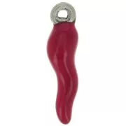 Ciondolo peperoncino in resina eposs. 17.5x4.5 mm - acciaio inox30- rosso scuro x1