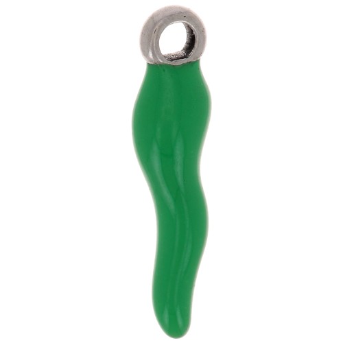 Ciondolo peperoncino in resina eposs. 17.5x4.5 mm - acciaio inox304 verde scuro x1