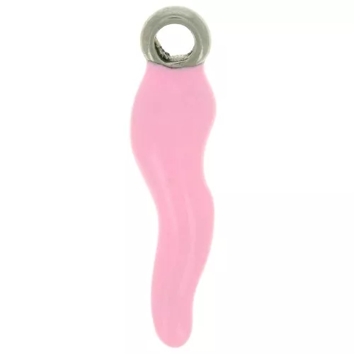 Ciondolo peperoncino in resina eposs. 17.5x4.5 mm - acciaio inox304 rosa chiaro x1
