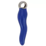 Ciondolo peperoncino in resina eposs. 17.5x4.5 mm - acciaio inox 304- blu scuro x1