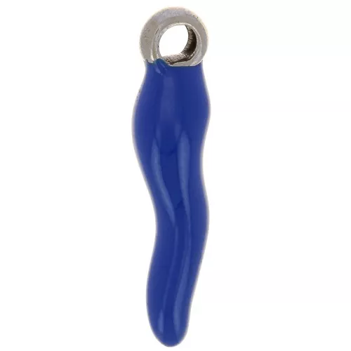 Ciondolo peperoncino in resina eposs. 17.5x4.5 mm - acciaio inox 304- blu scuro x1