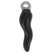 Ciondolo peperoncino in resina epossidica 17.5x4.5 mm - acciaio inox304- Nero x1