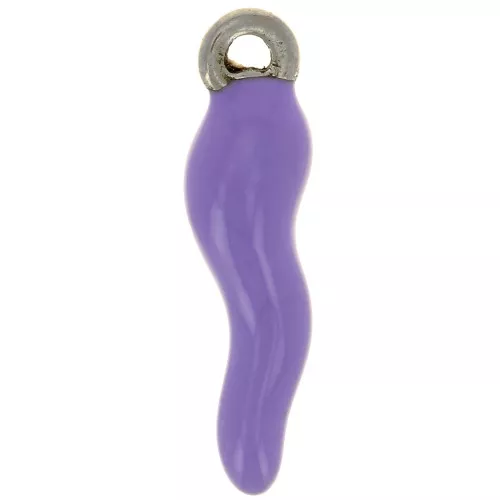 Ciondolo peperoncino in resina epossidica 17.5x4.5 mm - acciaio inox304 - viola x1