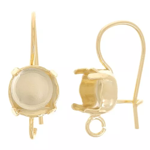 Ganci cabochon con anello aperto 1028-1088 8 mm - Dorato con oro fino x2