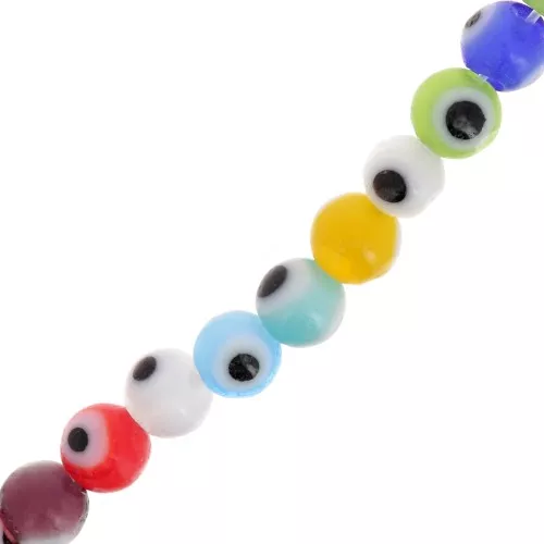 Perline tonde - Evil eye - Vetro 4 mm - Multicolore x35cm