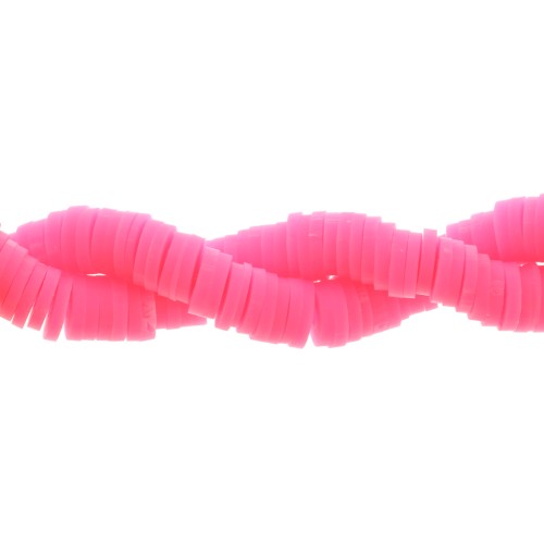 Perline rondelle in argilla polimerica Heishi 6x1 mm - Rosa fluorescente x40cm