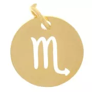 Ciondolo rotondo - segno zodiacale Scorpione 12 mm -acciaio inox 304 dorato x1