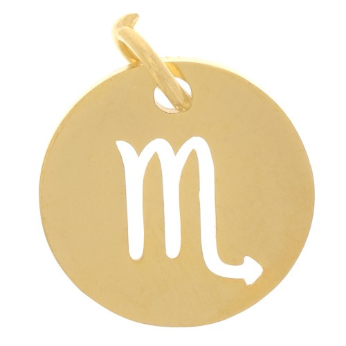 Ciondolo rotondo - segno zodiacale Scorpione 12 mm -acciaio inox 304 dorato x1