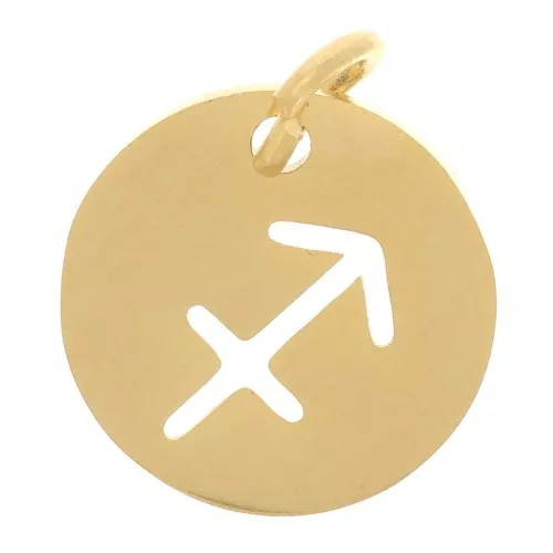 Ciondolo rotondo - Sagittario segno zodiacale 12mm -acciaio inox 304 dorato x1