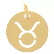 Ciondolo rotondo - Segno astrologico del Toro 12 mm -acciaio inox 304 dorato x1